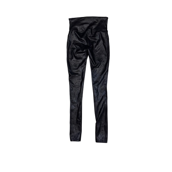 SPANX Pants - Spanx Leggings Black Faux Leather High Waisted Compression Slimming S/P
